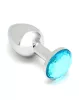 RIMBA – Sofia fém anál plug kék díszkővel, ezüst, 7,3 cm