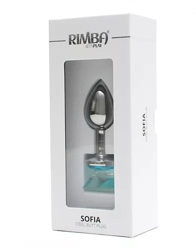 RIMBA – Sofia fém anál plug kék díszkővel, ezüst, 7,3 cm