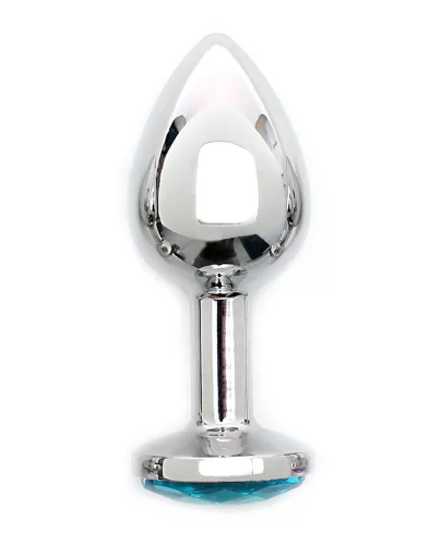 RIMBA – Sofia fém anál plug kék díszkővel, ezüst, 7,3 cm