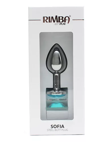 RIMBA – Sofia fém anál plug kék díszkővel, ezüst, 7,3 cm