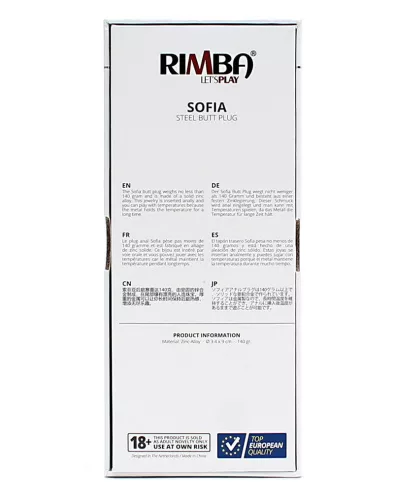 RIMBA – Sofia fém anál plug kék díszkővel, ezüst, 7,3 cm