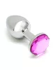 RIMBA – Sofia fém anál plug rózsaszín díszkővel, ezüst, 7,3 cm
