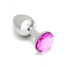   RIMBA – Sofia fém anál plug rózsaszín díszkővel, ezüst, 7,3 cm