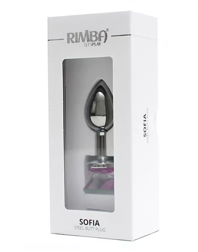 RIMBA – Sofia fém anál plug rózsaszín díszkővel, ezüst, 7,3 cm