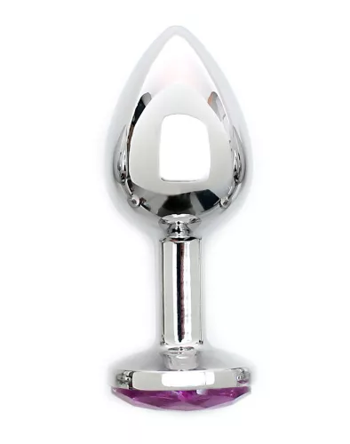 RIMBA – Sofia fém anál plug rózsaszín díszkővel, ezüst, 7,3 cm