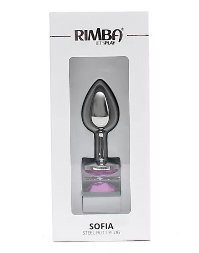 RIMBA – Sofia fém anál plug rózsaszín díszkővel, ezüst, 7,3 cm