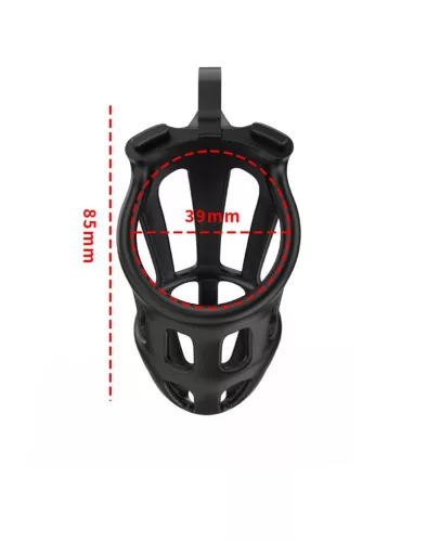RIMBA P-CAGE – Péniszketrec, Ø 39 mm x 85 mm, fekete, 5 gyűrűs szett