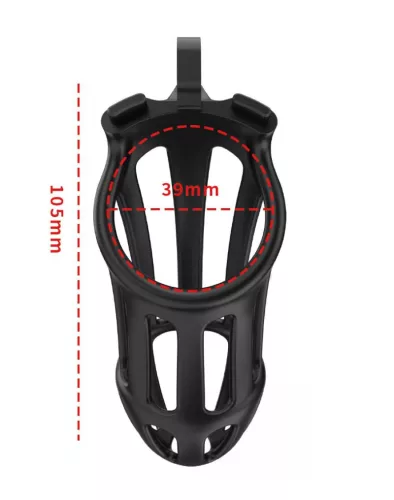 RIMBA P-CAGE – Péniszketrec, Ø 39 mm x 105 mm, fekete, 5 gyűrűs szett