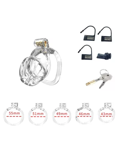 RIMBA P-CAGE – Péniszketrec, Ø 39 mm x 65 mm, átlátszó, 5 gyűrűs szett