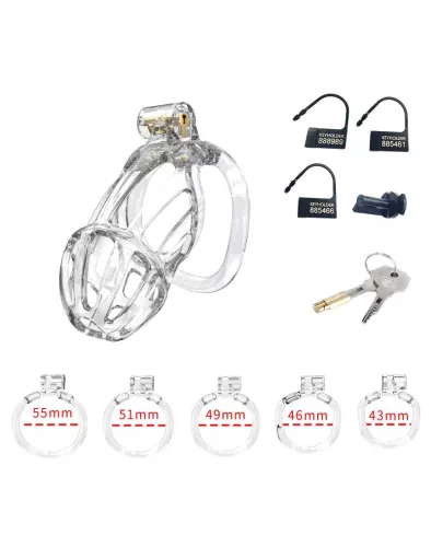 RIMBA P-CAGE – Péniszketrec, Ø 39 mm x 85 mm, átlátszó, 5 gyűrűs szett