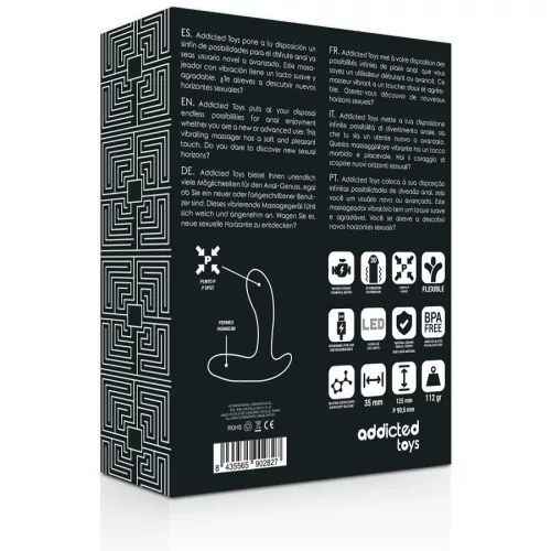 ADDICTED TOYS – Black dupla motoros anál masszírozó, szilikon, 30 rezgésmód, újratölthető