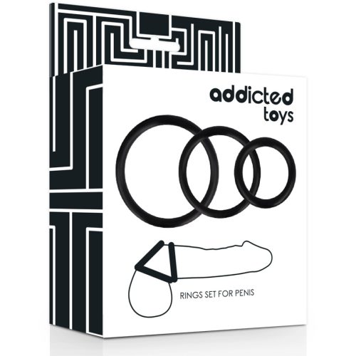 ADDICTED TOYS – Péniszgyűrű szett, fekete (3 db)