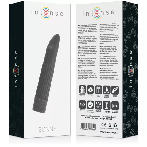 INTENSE – Sonny klasszikus vibrátor, fekete, 13,5 cm
