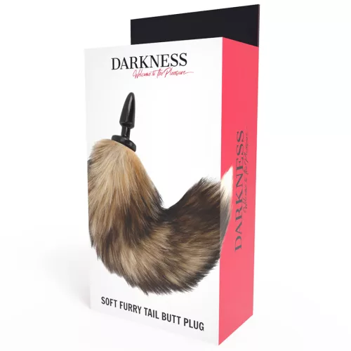 DARKNESS – Fekete anál plug természetes hatású farokkal, 10 cm