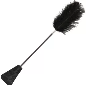   DARKNESS – Kétoldalas lovaglóostor tollas végződéssel, fekete, 56 cm