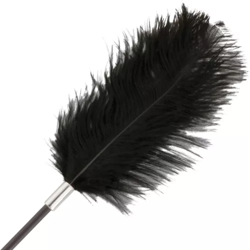 DARKNESS – Kétoldalas lovaglóostor tollas végződéssel, fekete, 56 cm