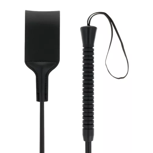DARKNESS – Fetish fekete lovaglópálca széles véggel, 53 cm