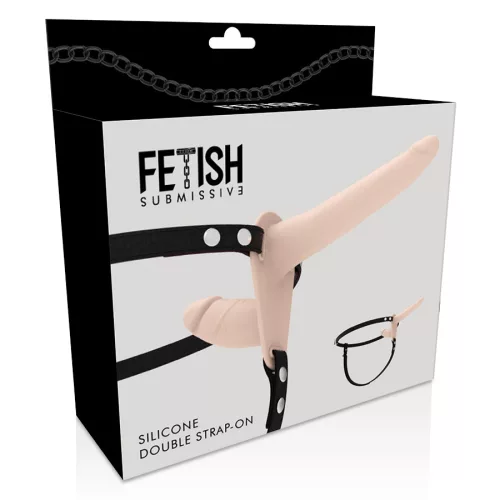 FETISH SUBMISSIVE HARNESS – Dupla behatolásos felcsatolható dildó, natúr