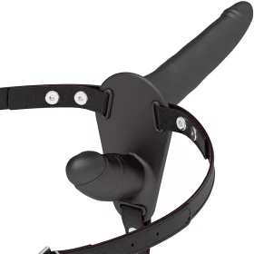   FETISH SUBMISSIVE HARNESS – Dupla behatolásos felcsatolható dildó, fekete