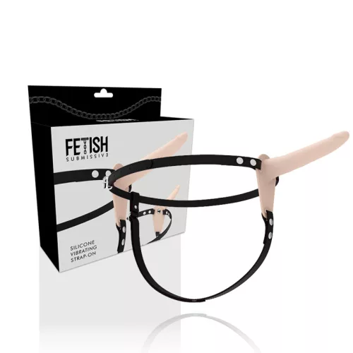 FETISH SUBMISSIVE HARNESS – Szilikon felcsatolható vibrátor, 15 cm