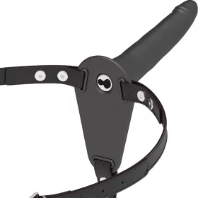   FETISH SUBMISSIVE HARNESS – Szilikon felcsatolható vibrátor, fekete, 15 cm