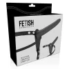 FETISH SUBMISSIVE HARNESS – Szilikon felcsatolható vibrátor, fekete, 15 cm