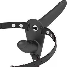   FETISH SUBMISSIVE HARNESS – Dupla behatolásos felcsatolható vibrátor, fekete