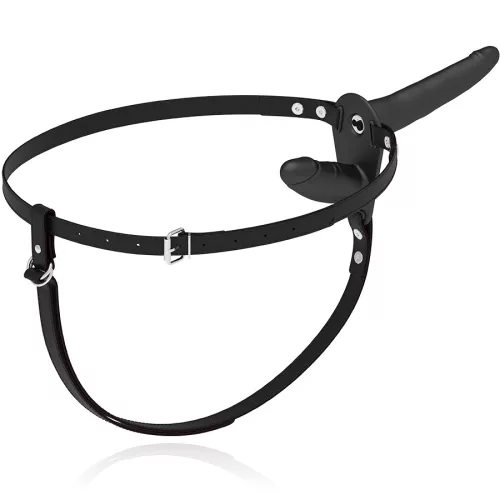 FETISH SUBMISSIVE HARNESS – Dupla behatolásos felcsatolható vibrátor, fekete