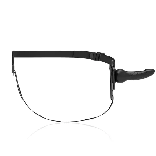 FETISH SUBMISSIVE HARNESS – Realisztikus szilikon felcsatolható dildó, fekete, 16 cm