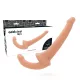 ADDICTED TOYS – Pánt nélküli dupla szilikon dildó, G-pont stimuláló (11,5 cm) + partner behatolás (18 cm), natúr színű
