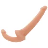 ADDICTED TOYS – Pánt nélküli dupla szilikon dildó, G-pont stimuláló (11,5 cm) + partner behatolás (18 cm), natúr színű