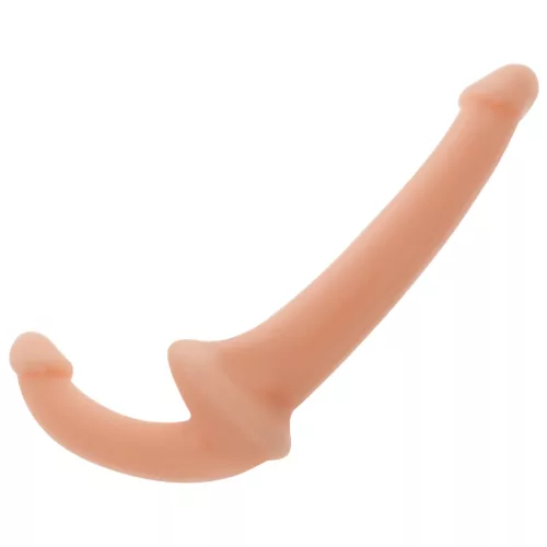 ADDICTED TOYS – Pánt nélküli dupla szilikon dildó, G-pont stimuláló (11,5 cm) + partner behatolás (18 cm), natúr színű