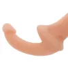 ADDICTED TOYS – Pánt nélküli dupla szilikon dildó, G-pont stimuláló (11,5 cm) + partner behatolás (18 cm), natúr színű