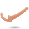 ADDICTED TOYS – Pánt nélküli dupla szilikon dildó, G-pont stimuláló (11,5 cm) + partner behatolás (18 cm), natúr színű