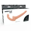 ADDICTED TOYS – Pánt nélküli dupla szilikon dildó, G-pont stimuláló (11,5 cm) + partner behatolás (18 cm), natúr színű