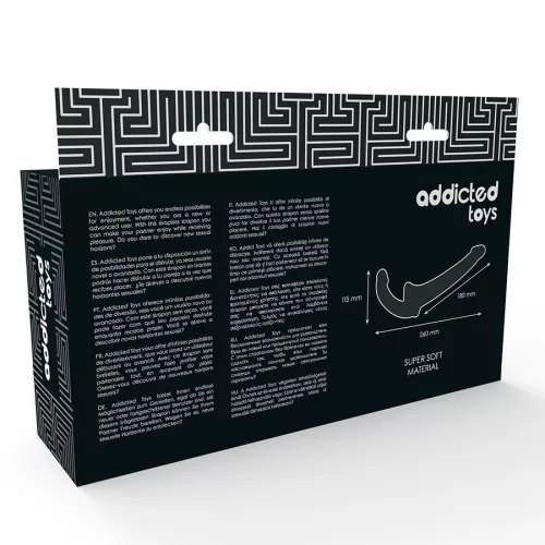 ADDICTED TOYS – Pánt nélküli dupla szilikon dildó, G-pont stimuláló (11,5 cm) + partner behatolás (18 cm), natúr színű