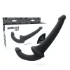 ADDICTED TOYS – Pánt nélküli dupla szilikon dildó, G-pont stimuláló (11,5 cm) + partner behatolás (18 cm), fekete színű