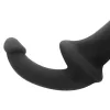 ADDICTED TOYS – Pánt nélküli dupla szilikon dildó, G-pont stimuláló (11,5 cm) + partner behatolás (18 cm), fekete színű