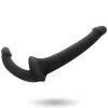 ADDICTED TOYS – Pánt nélküli dupla szilikon dildó, G-pont stimuláló (11,5 cm) + partner behatolás (18 cm), fekete színű