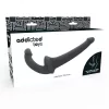 ADDICTED TOYS – Pánt nélküli dupla szilikon dildó, G-pont stimuláló (11,5 cm) + partner behatolás (18 cm), fekete színű