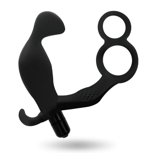 ADDICTED TOYS – Vibrációs anál plug pénisz- és heregyűrűvel, fekete