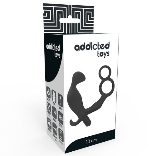 ADDICTED TOYS – Vibrációs anál plug pénisz- és heregyűrűvel, fekete