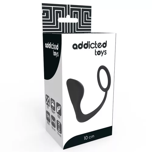 ADDICTED TOYS – Anál plug péniszgyűrűvel, fekete
