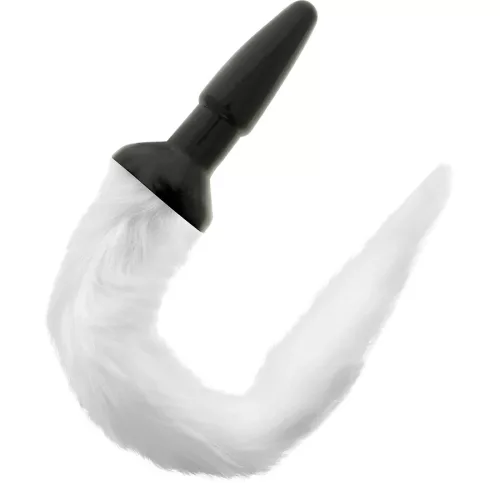 DARKNESS – Szilikon anál plug fehér farokkal, 12 cm