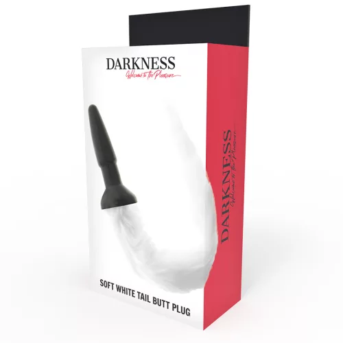 DARKNESS – Szilikon anál plug fehér farokkal, 12 cm