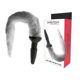 DARKNESS – Szilikon anál plug szürke farokkal, 12 cm