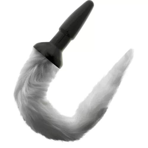 DARKNESS – Szilikon anál plug szürke farokkal, 12 cm