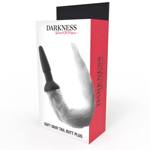 DARKNESS – Szilikon anál plug szürke farokkal, 12 cm