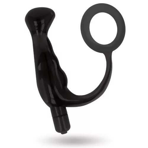 ADDICTED TOYS – Prosztata vibrátor, rugalmas péniszgyűrűvel, 10 cm
