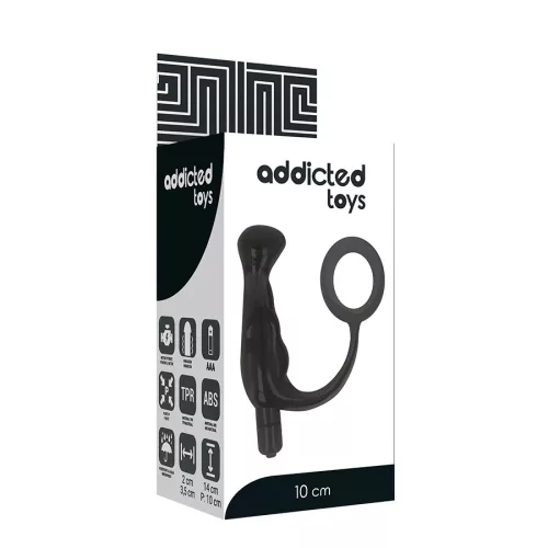 ADDICTED TOYS – Prosztata vibrátor, rugalmas péniszgyűrűvel, 10 cm